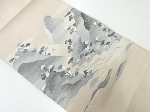 アンティーク　遠山に樹木風景模様織出し袋帯（材料）